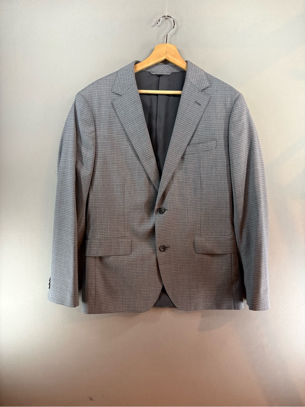 Bonobos Athletic Fit Italian Wool Stretch Lightweight Gray Check Blazer 40R
